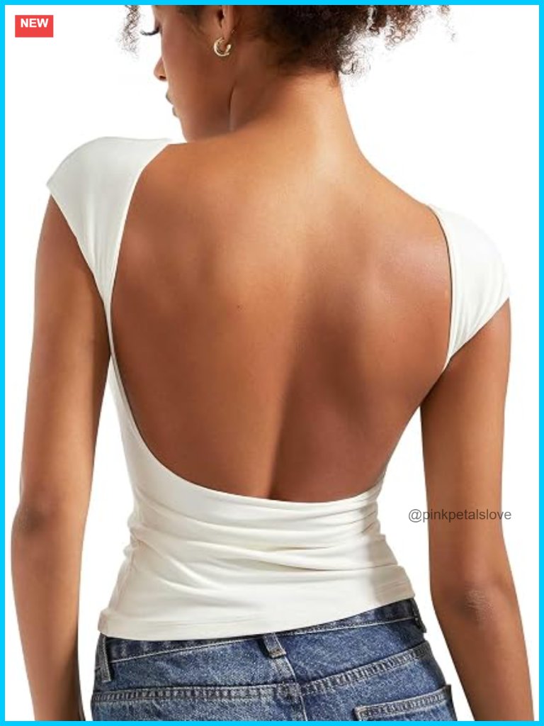 Backless Going Out Crop Top Double Lined Y2k Basic Tee